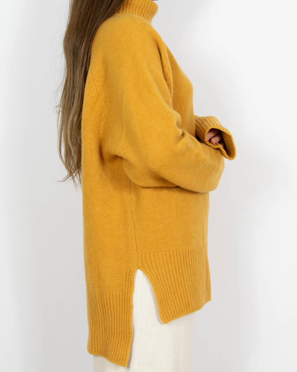 Pomarańczowy wełniany sweter z golfem H&M Premium - S/M