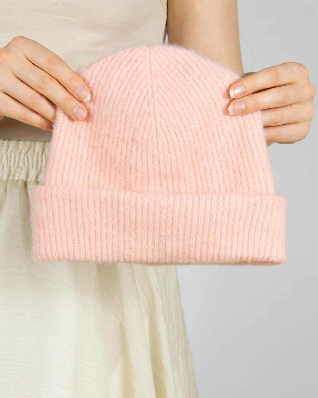 Pastelowa różowa (alpaka + wełna) czapka Lindex - one size