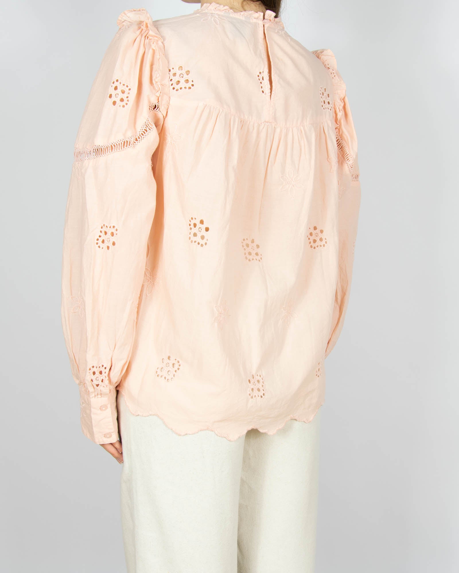 Pudrowa różowa bawełniana haftowana bluzka Lindex - M