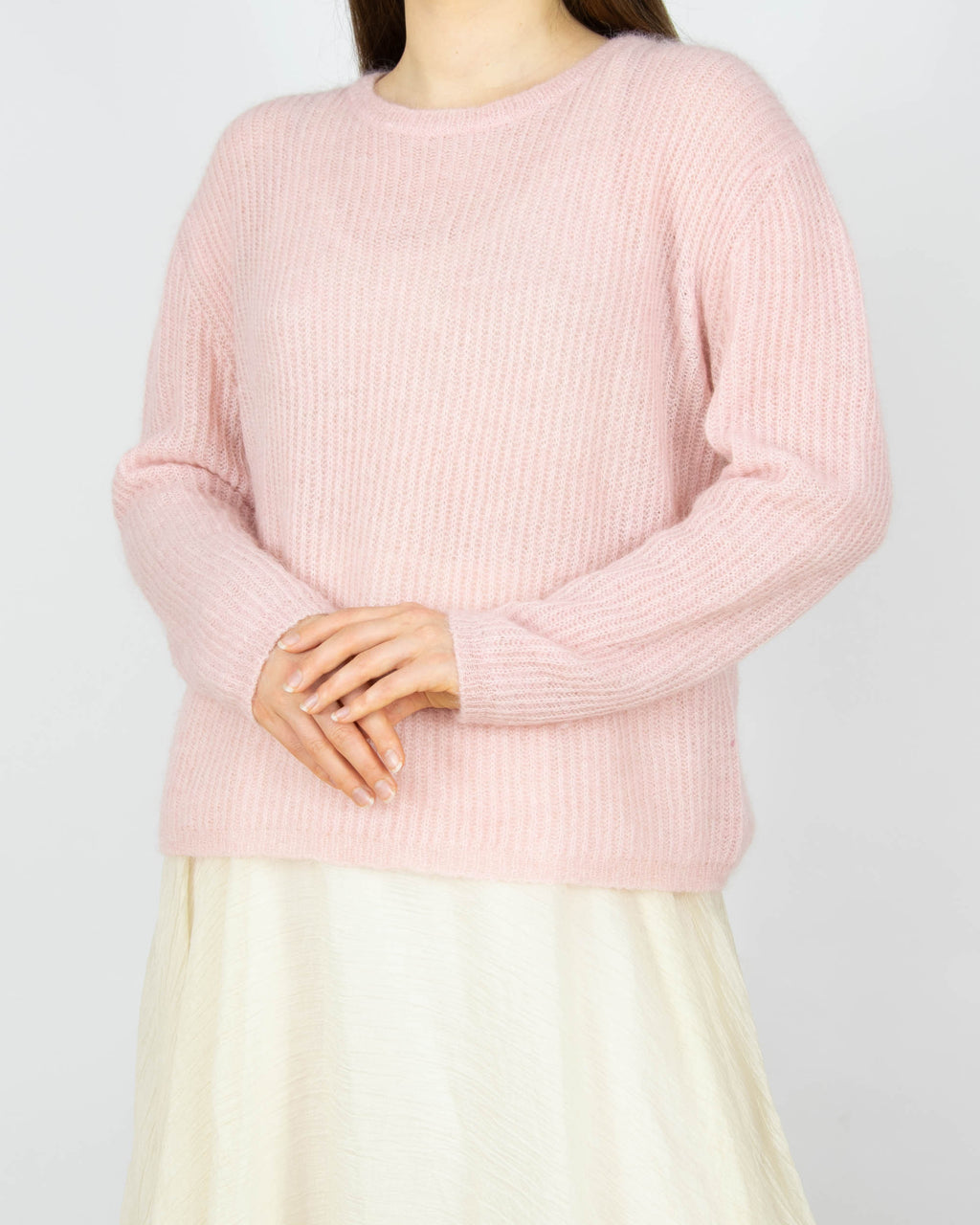 Pastelowy różowy (alpaka + merino) sweter Peter Hahn - M