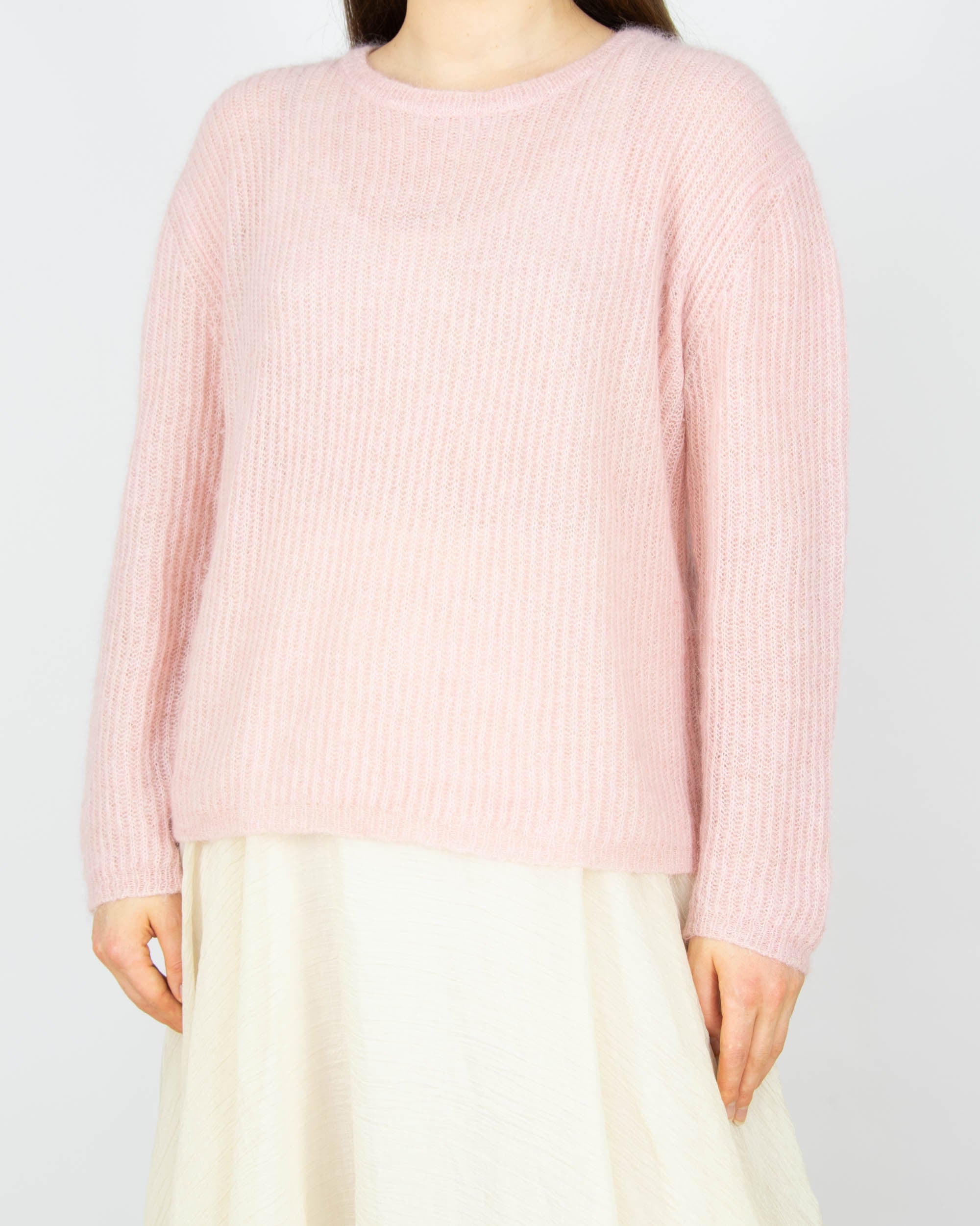 Pastelowy różowy (alpaka + merino) sweter Peter Hahn