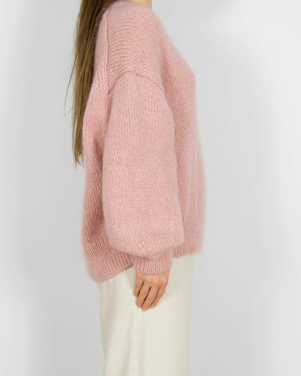 Pastelowy różowy moherowy sweter Arket - M