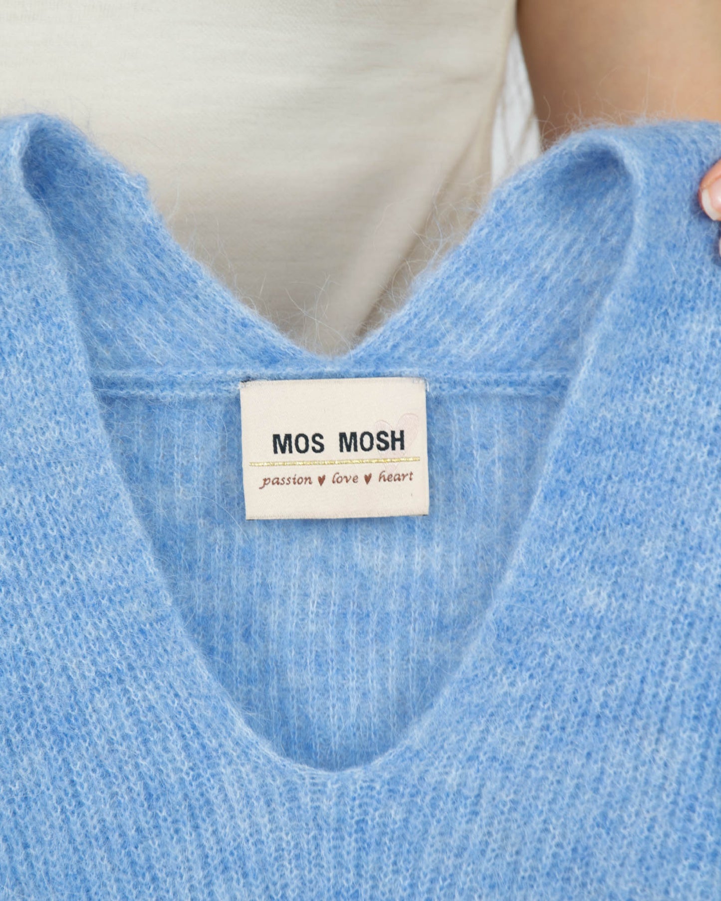 Niebieski (alpaka + wełna) sweter MOS MOSH - M