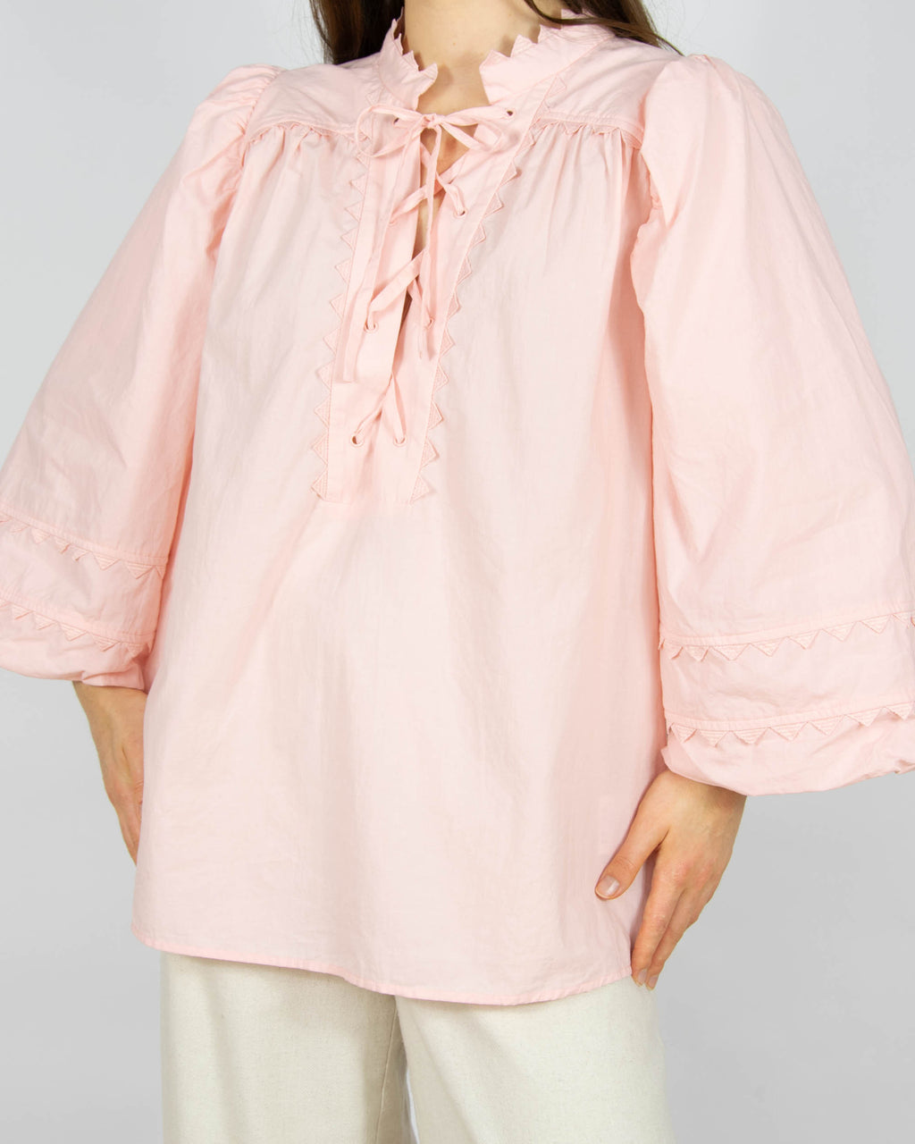 Pastelowa różowa bawełniana (organic) bluzka MUNTHE - XL