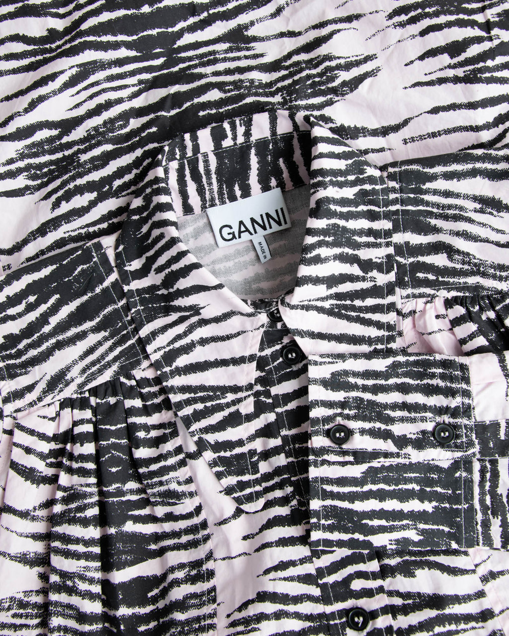 Nowa różowo czarna bawełniana (organic) sukienka GANNI - S/M