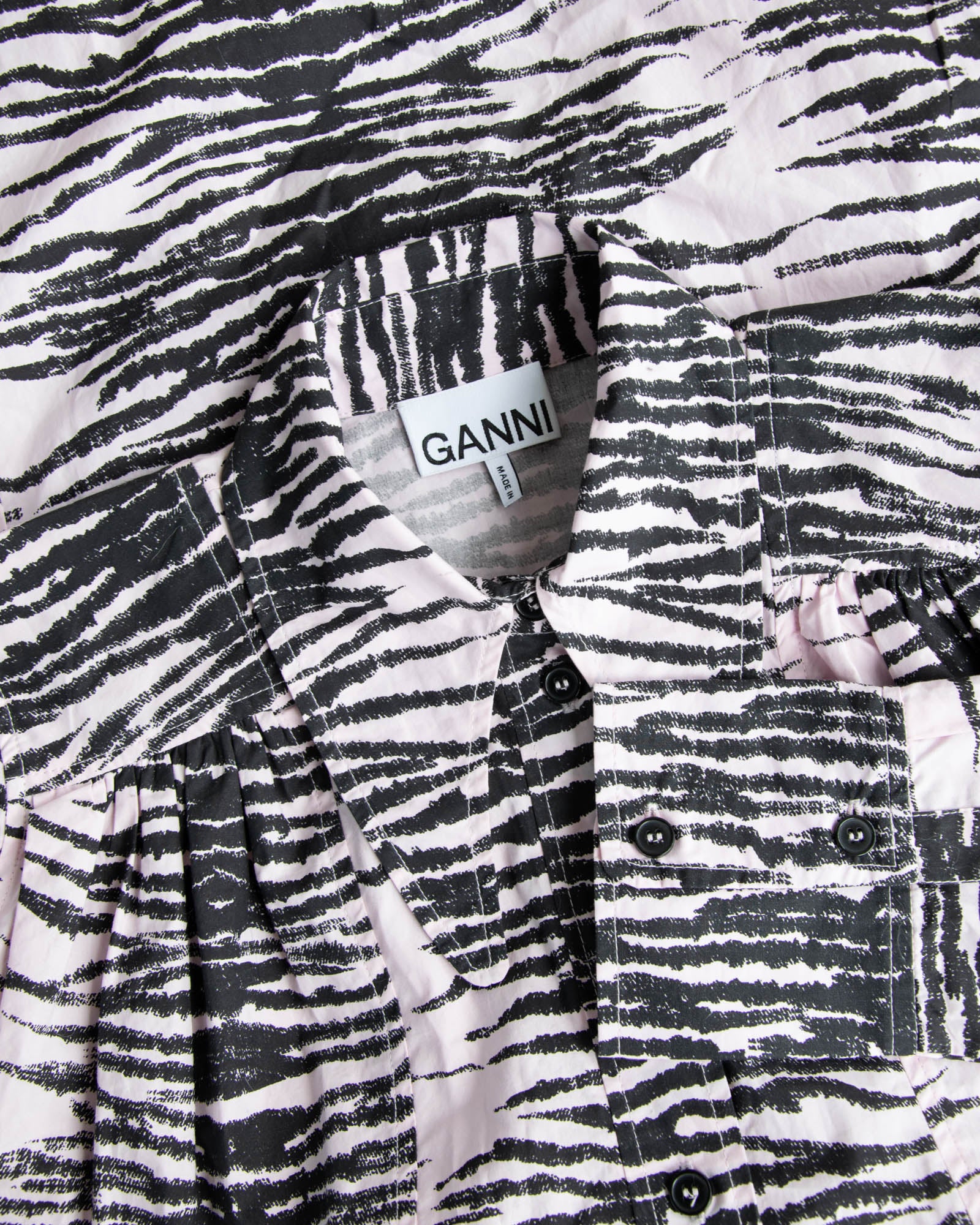 Nowa różowo czarna bawełniana (organic) sukienka GANNI - S/M