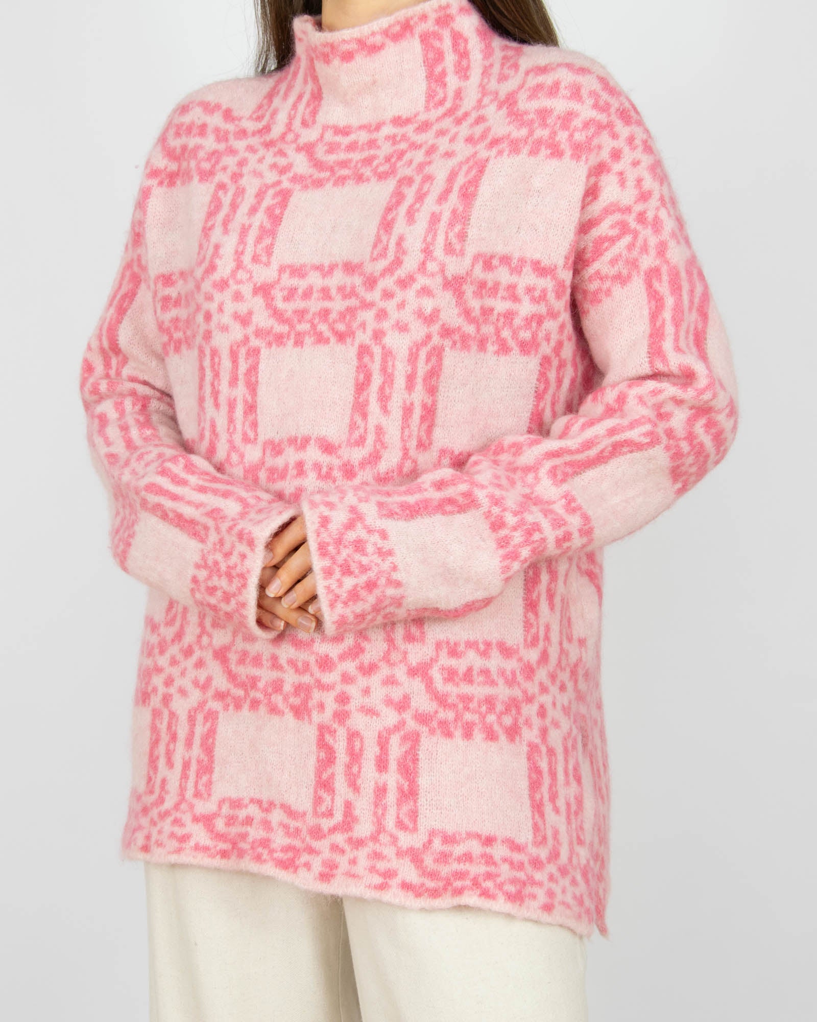 Różowy (baby alpaka + pure new wool) sweter RAH Oslo