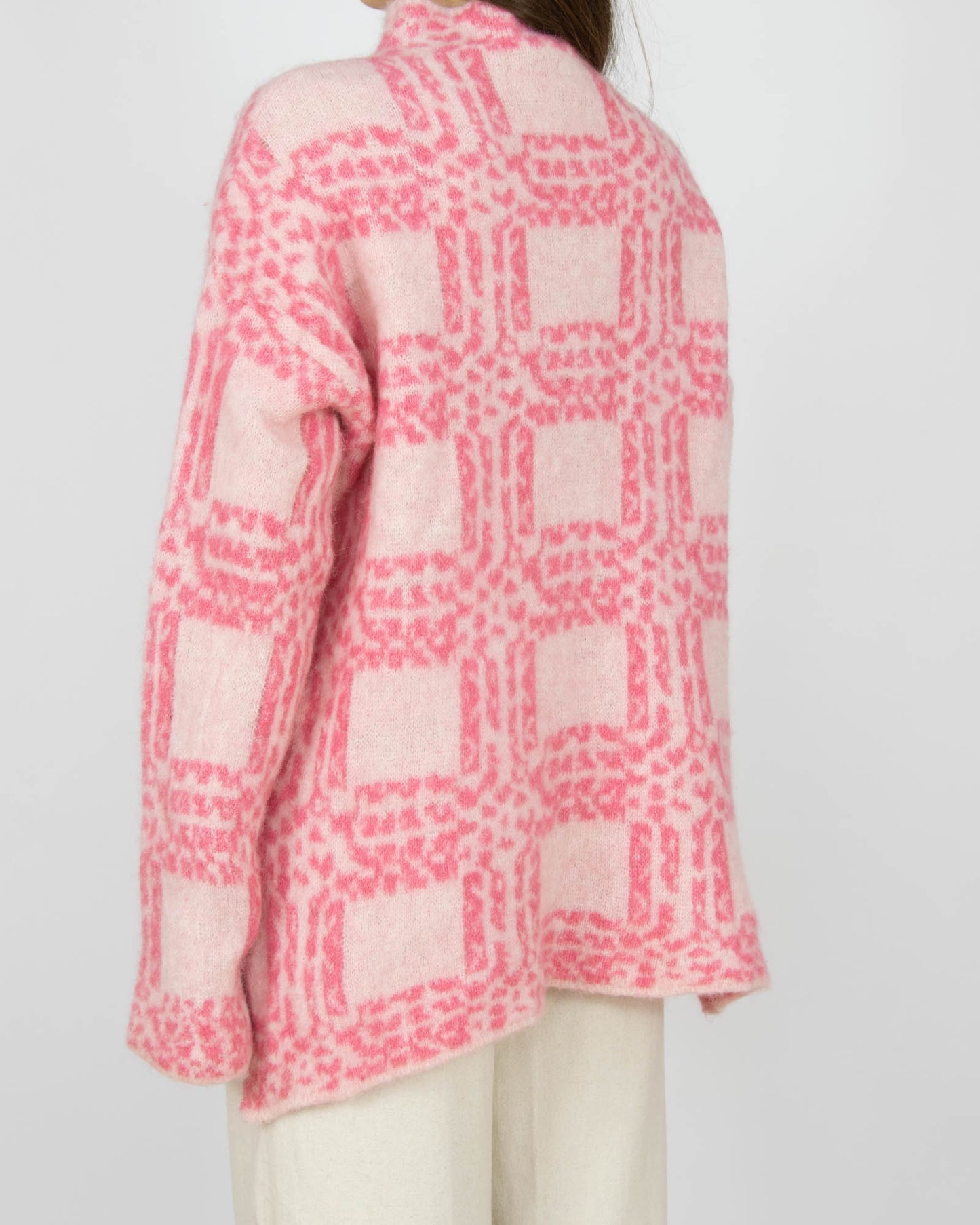 Różowy (baby alpaka + pure new wool) sweter RAH Oslo - S