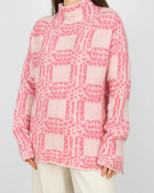 Różowy (baby alpaka + pure new wool) sweter RAH Oslo - S