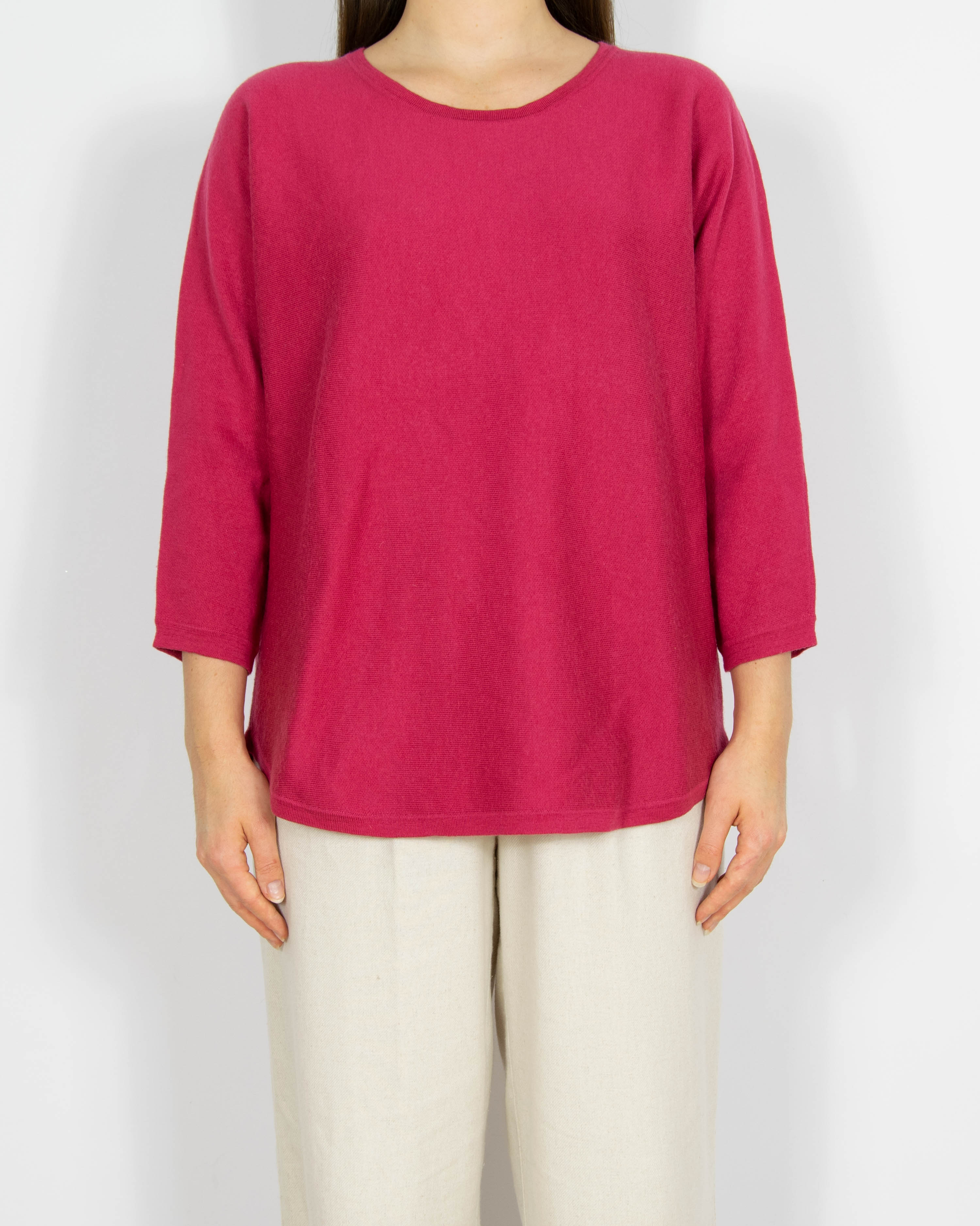 Różowy fuksjowy wełniany sweter Jigsaw