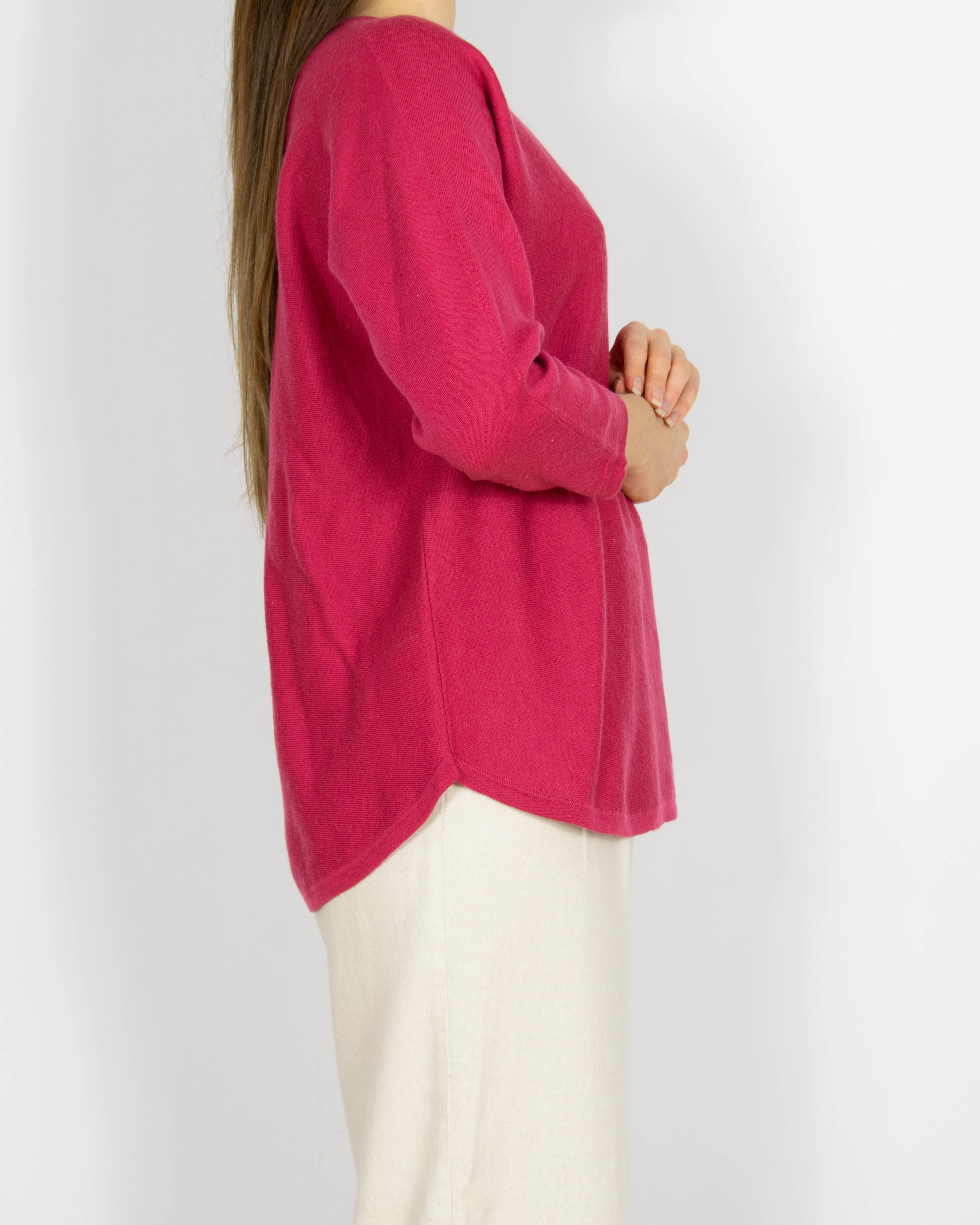 Różowy fuksjowy wełniany sweter Jigsaw - M