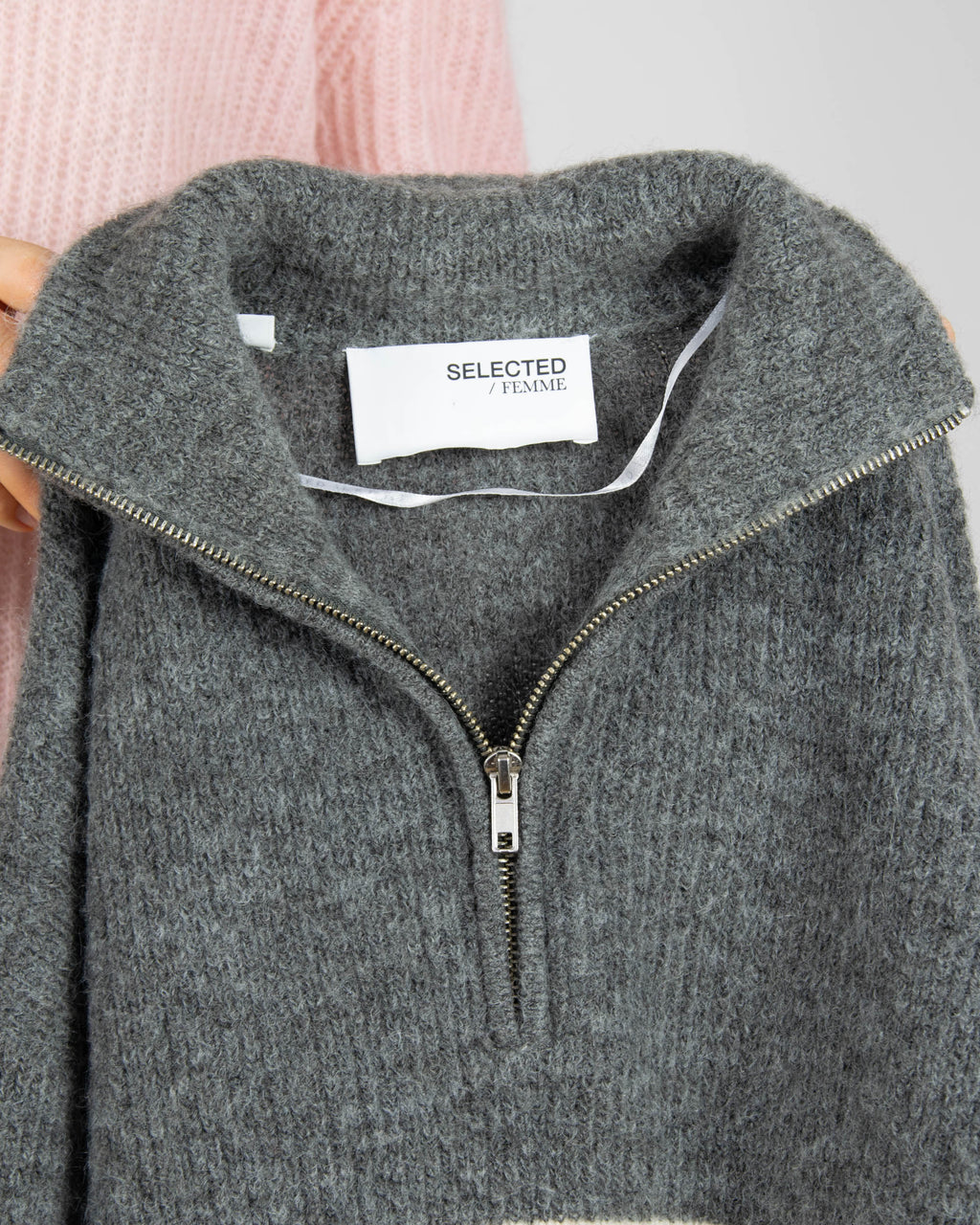 Szaro kremowy wełniany (merino) sweter w paski Selected Femme - M