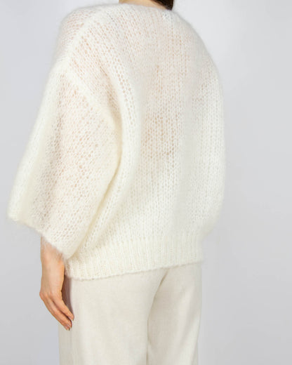 Nowy śmietankowy moherowy sweter AMERICANDREAMS - S