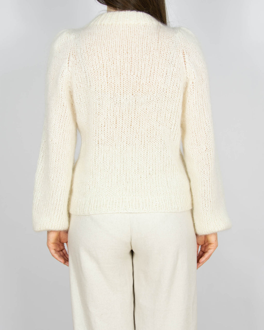 Śmietankowy moherowy sweter Handmade - S/M