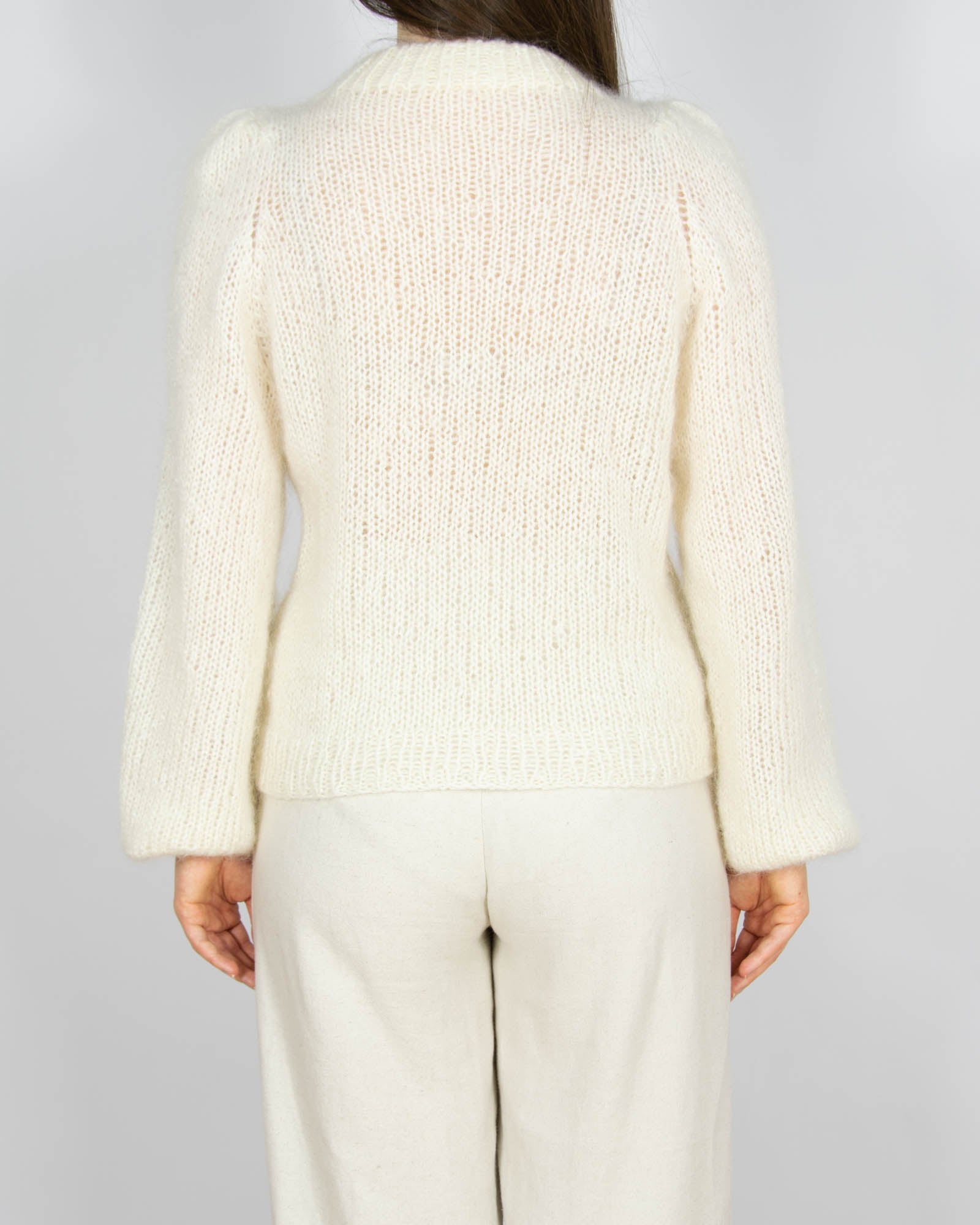 Śmietankowy moherowy sweter Handmade - S/M