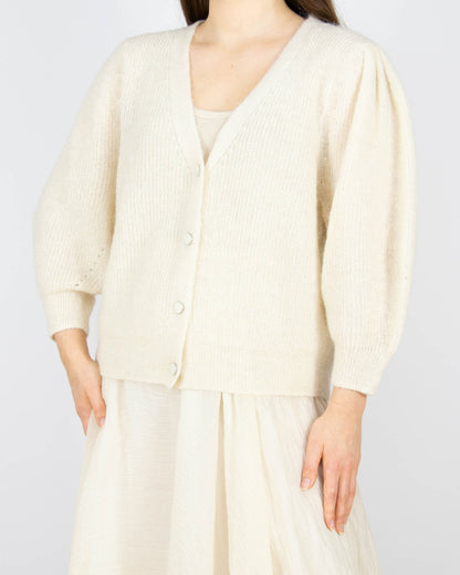 Śmietankowy (alpaka + wełna) kardigan SOAKED - L