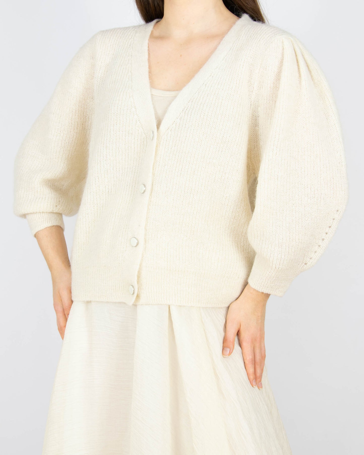 Śmietankowy (alpaka + wełna) kardigan SOAKED