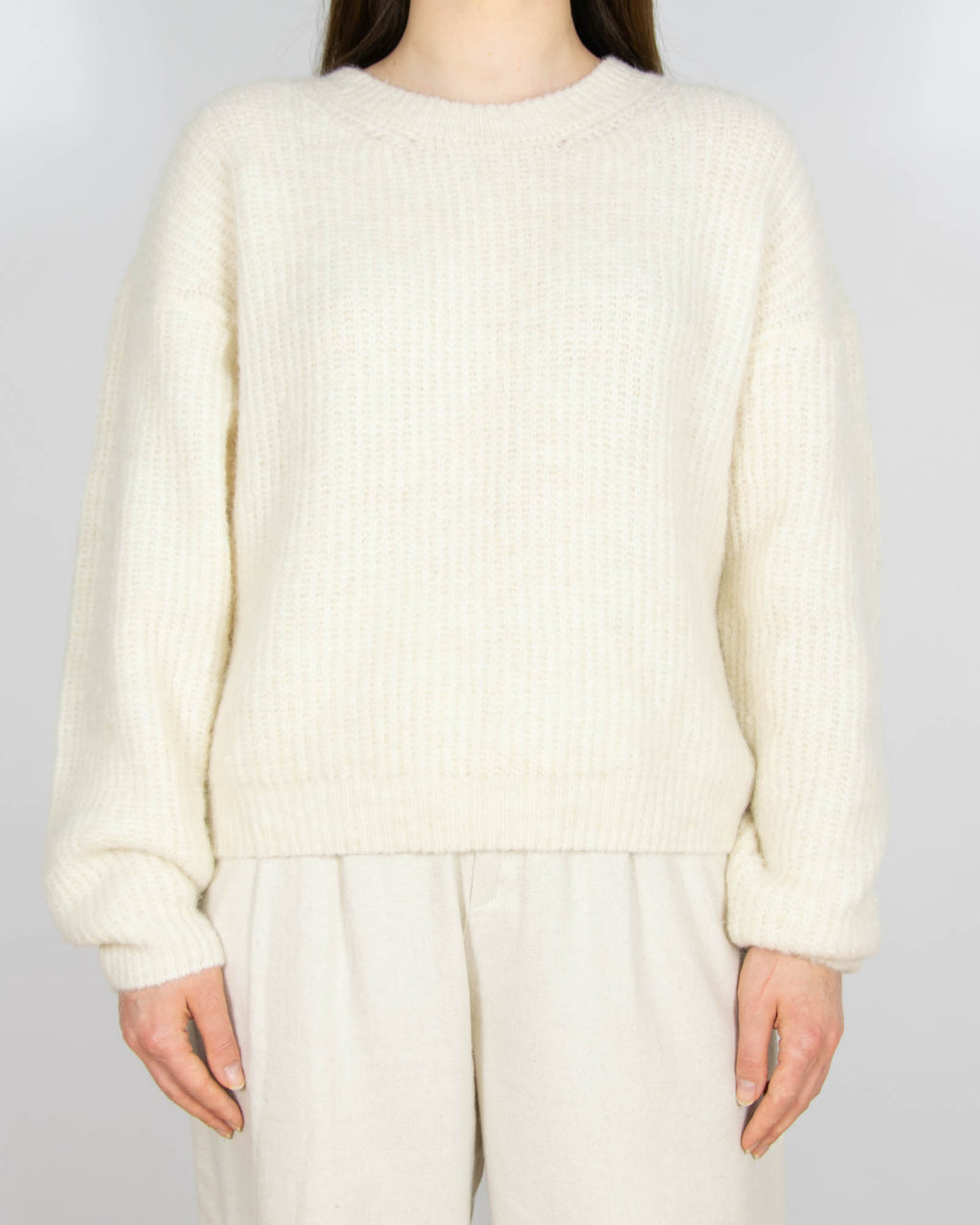 Śmietankowy (wełna + alpaka) sweter American Vintage - S/M