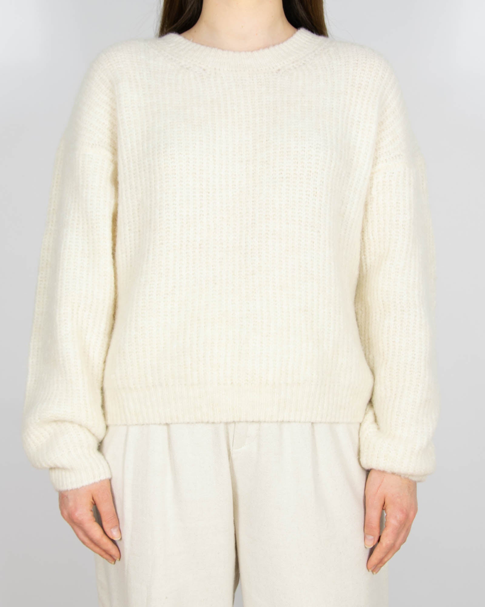 Śmietankowy (wełna + alpaka) sweter American Vintage - S/M
