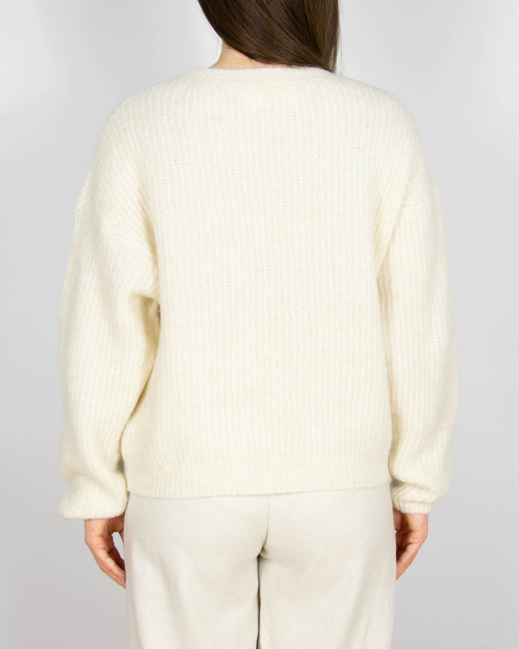 Śmietankowy (wełna + alpaka) sweter American Vintage - S/M