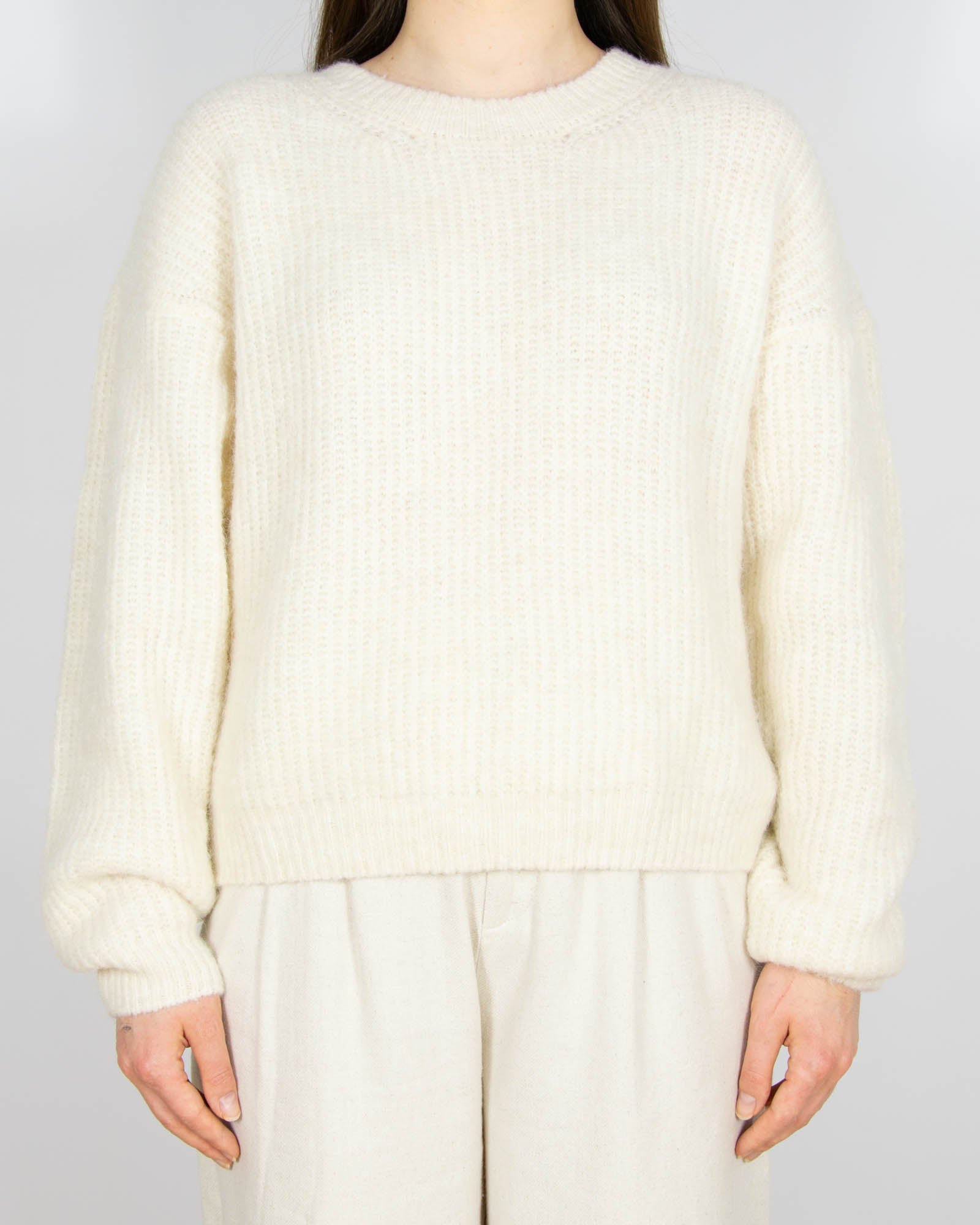 Śmietankowy (wełna + alpaka) sweter American Vintage - S/M