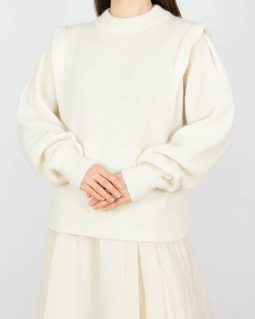 Śmietankowy (alpaka + wełna) sweter Cubus - L/XL