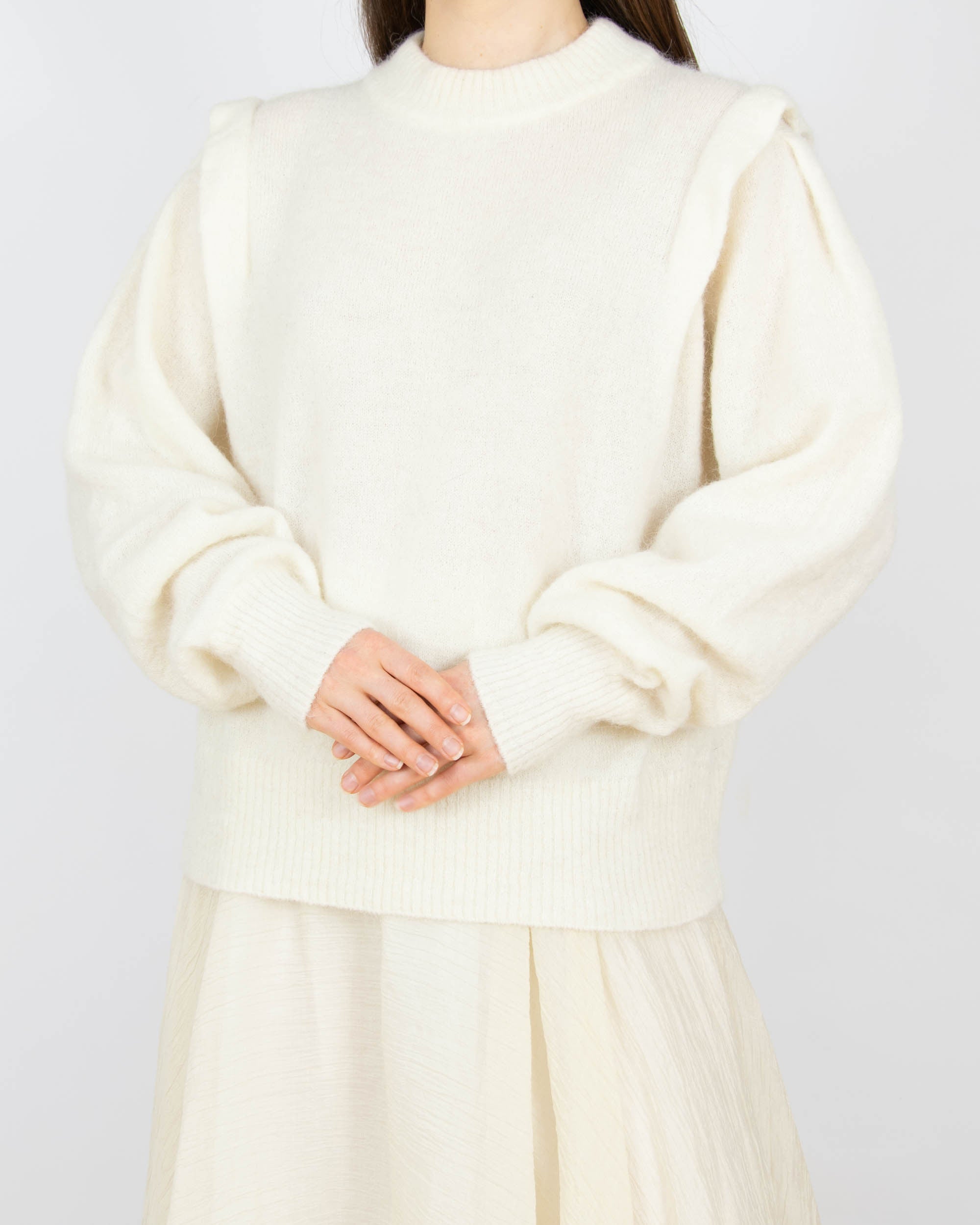 Śmietankowy (alpaka + wełna) sweter Cubus - L/XL
