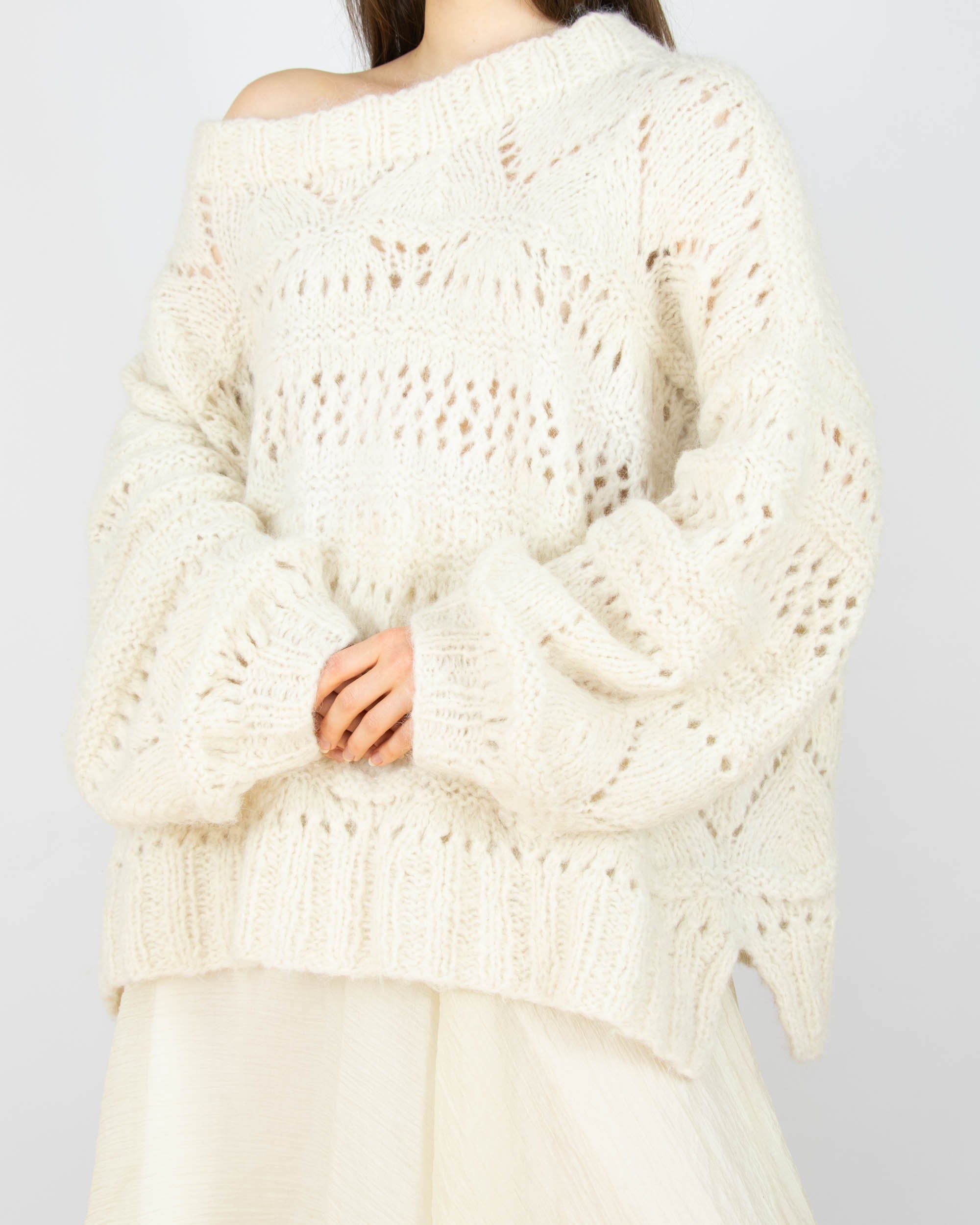 Śmietankowy (alpaka) sweter handmade