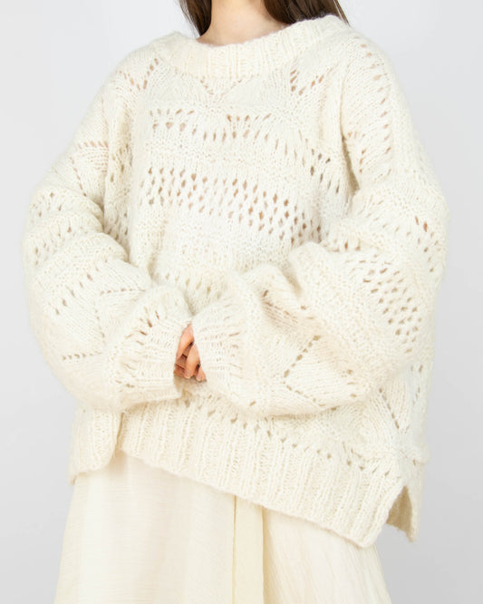 Śmietankowy (alpaka) sweter handmade