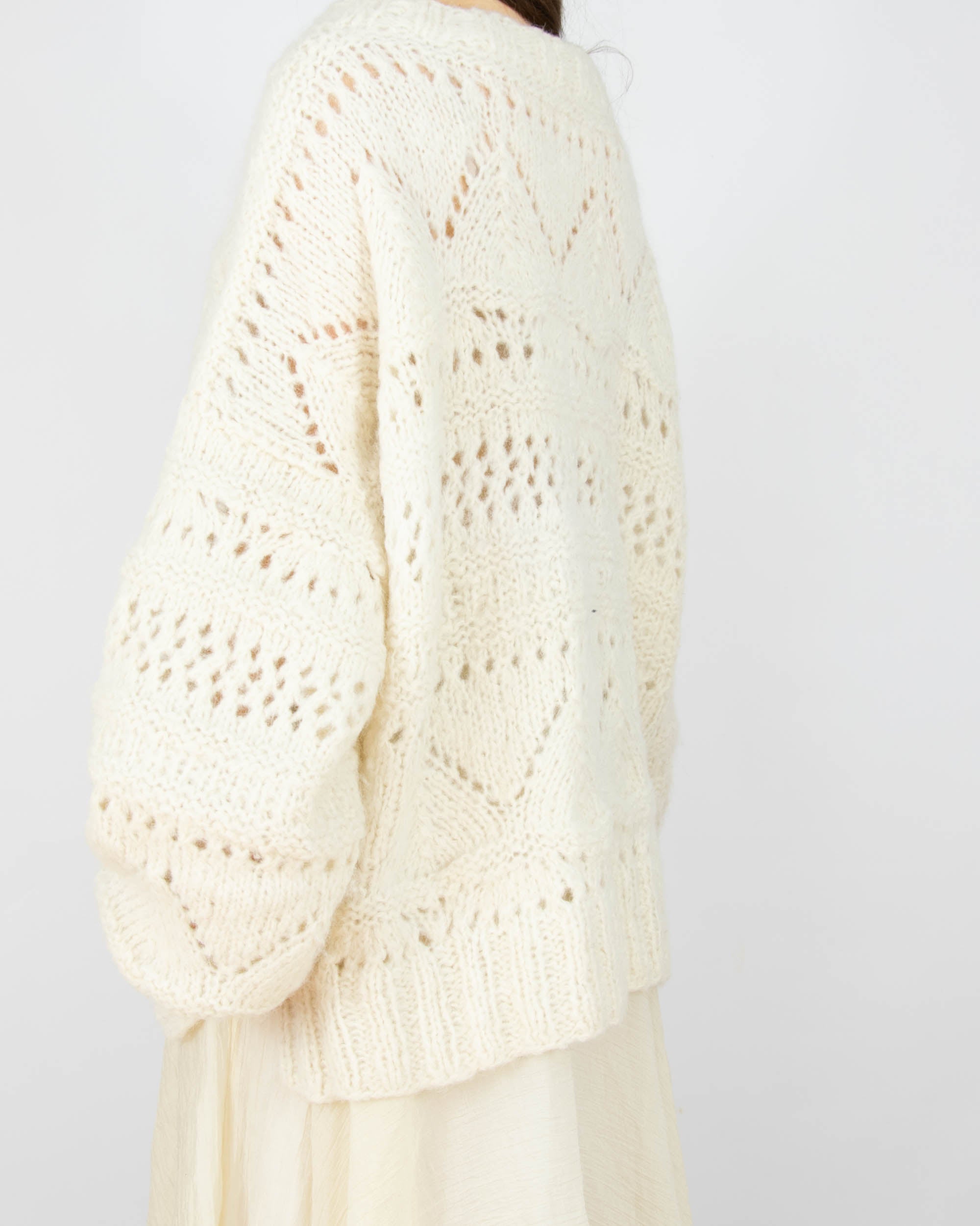 Śmietankowy (alpaka) sweter handmade