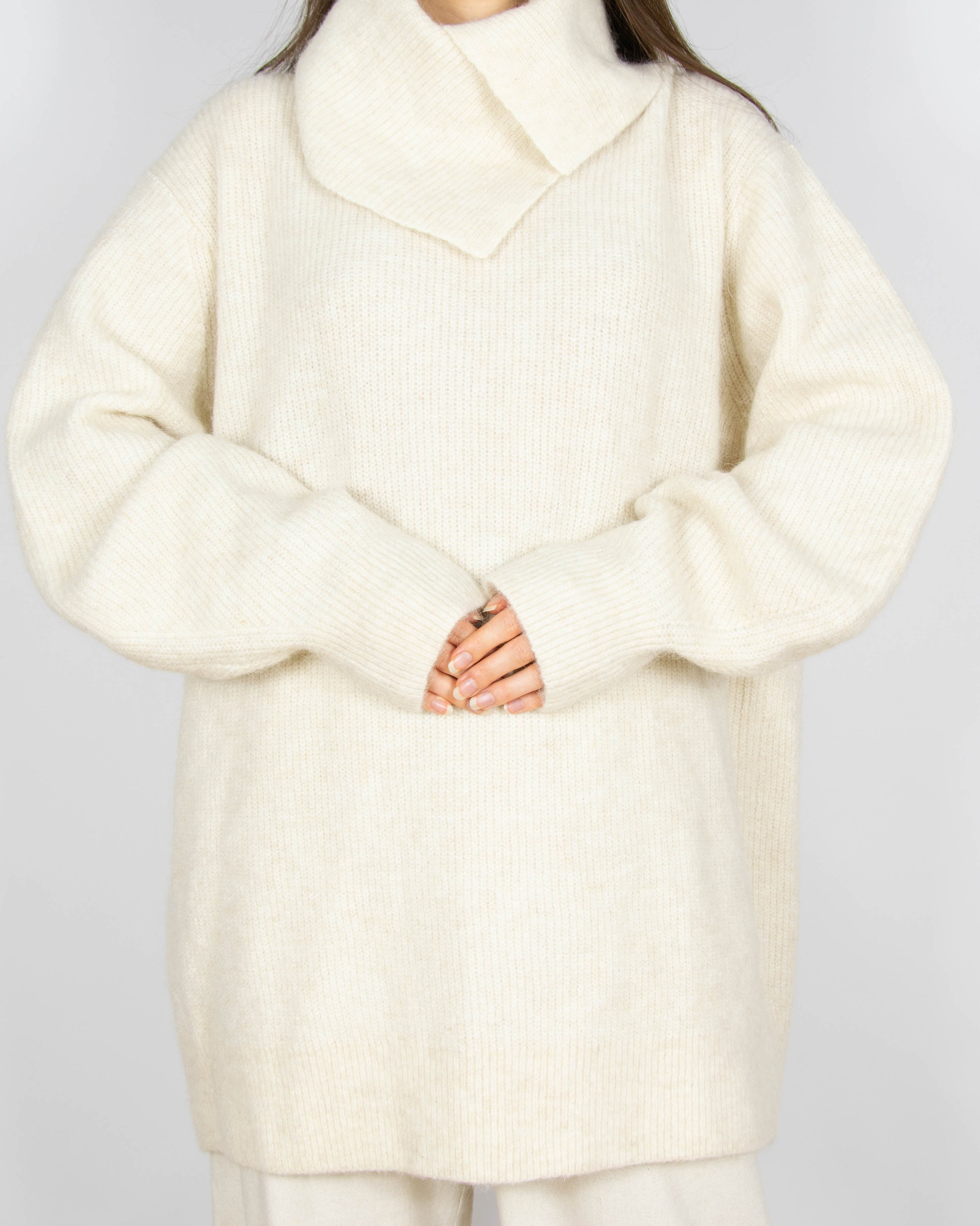 Nowy kremowy wełniany (wełna + alpaka) sweter H&M Premium - L