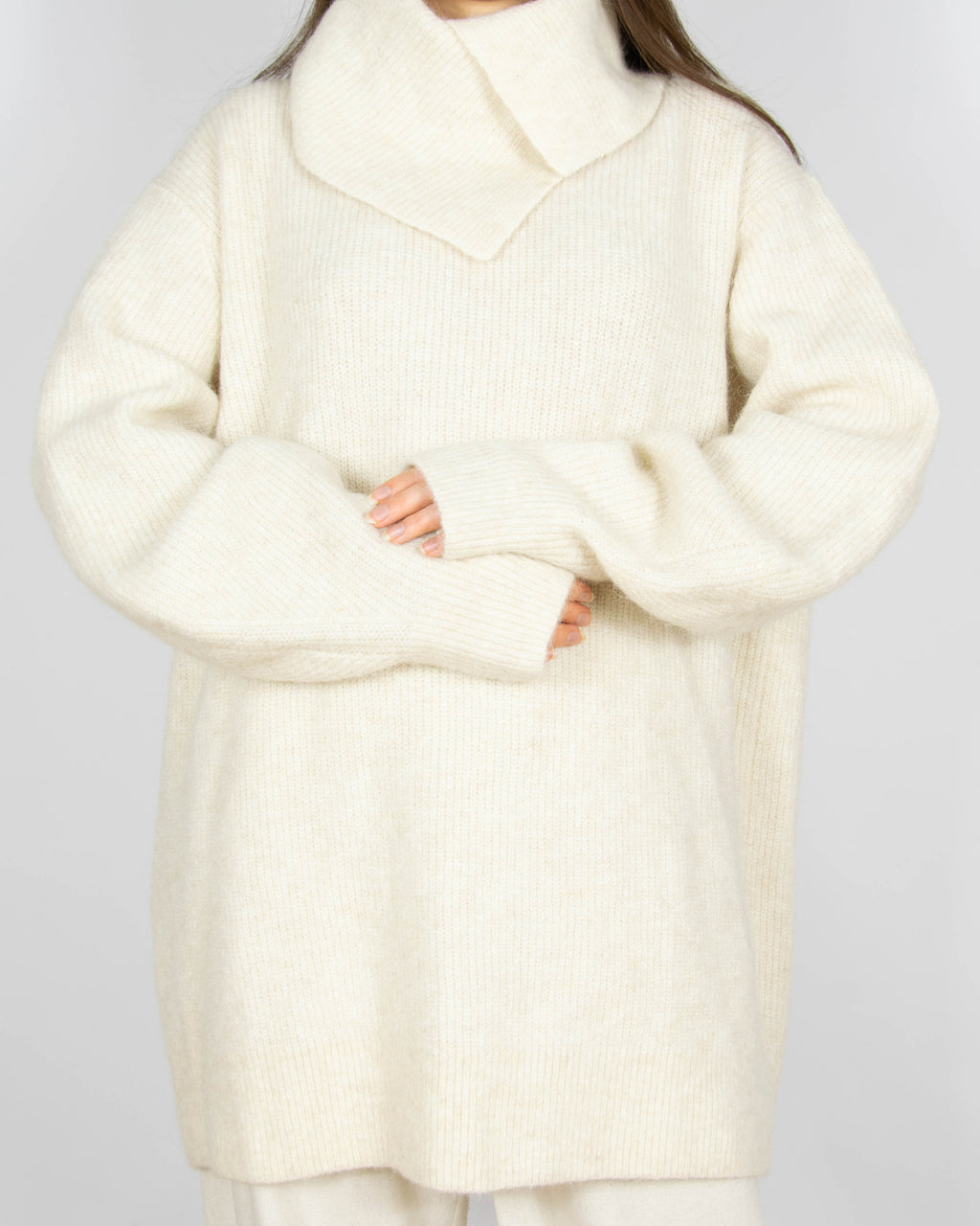 Nowy kremowy wełniany (wełna + alpaka) sweter H&M Premium - L