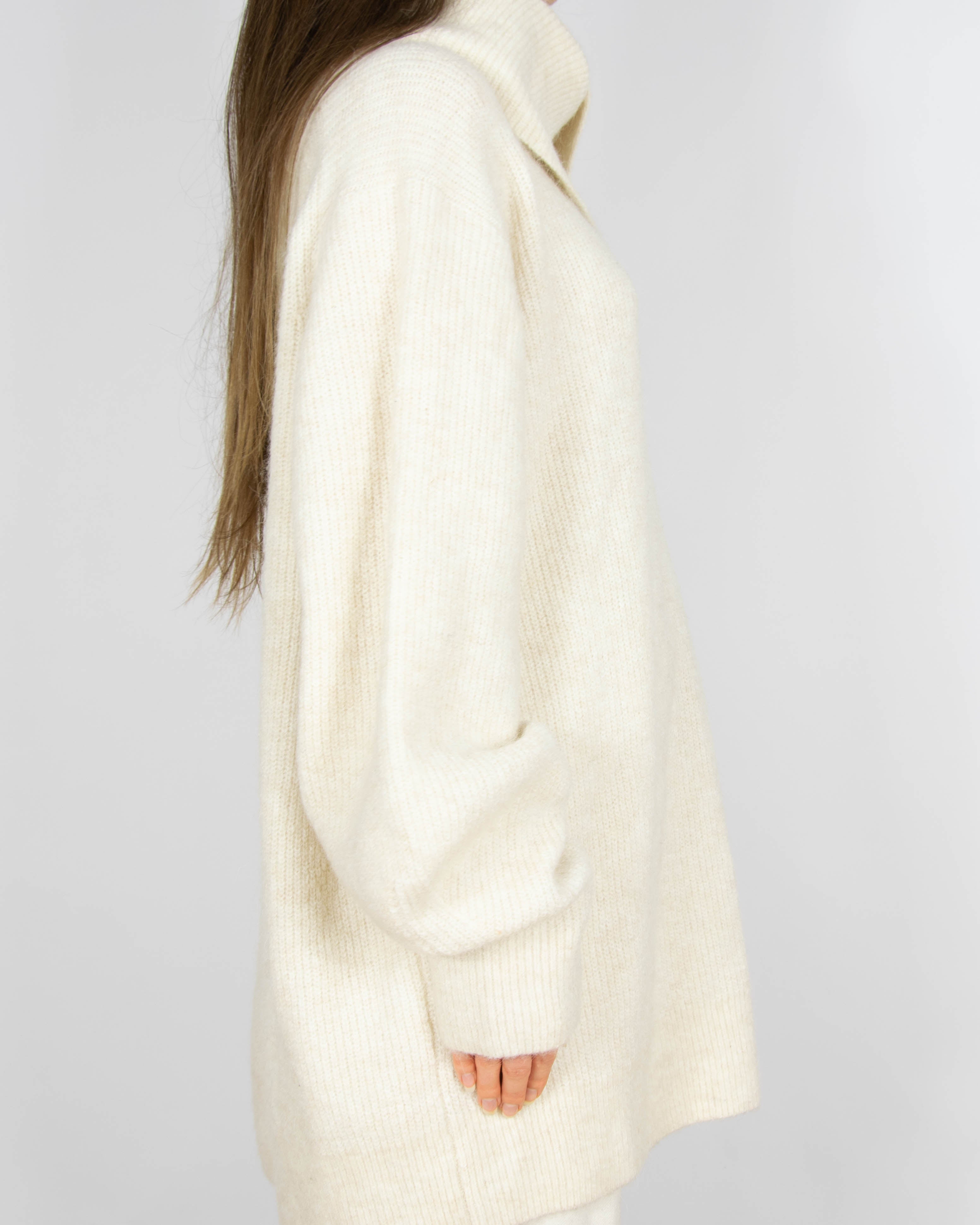 Nowy kremowy wełniany (wełna + alpaka) sweter H&M Premium - L