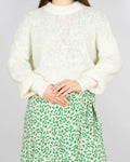 Śmietankowy wełniany (wełna + alpaka) sweter - M