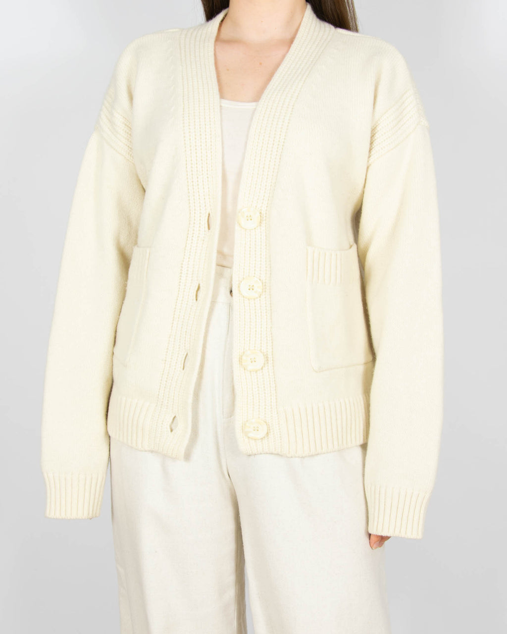 Kremowy wełniany kardigan H&M Premium