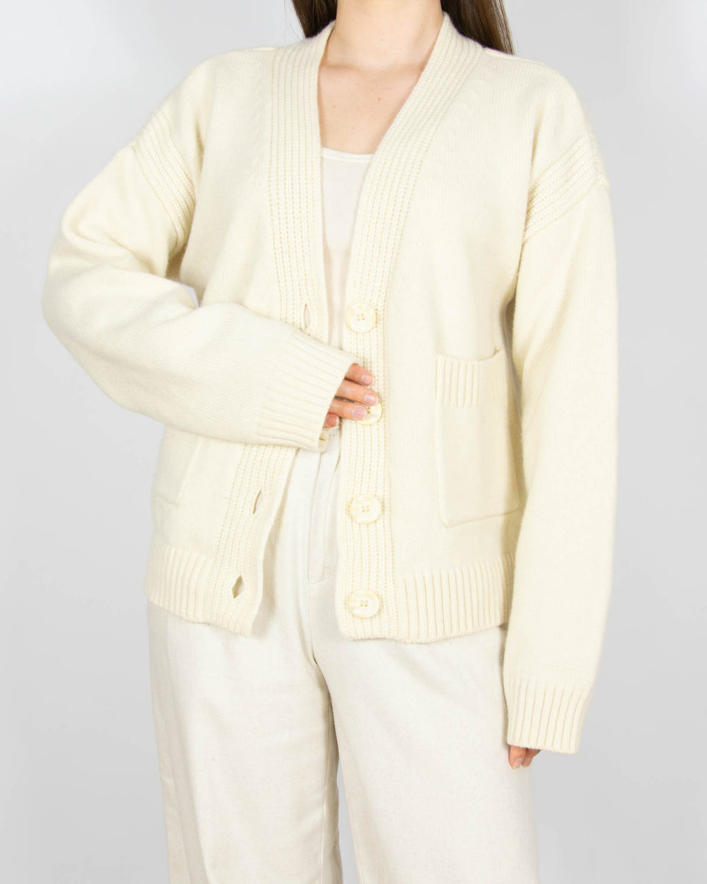 Kremowy wełniany kardigan H&M Premium - S
