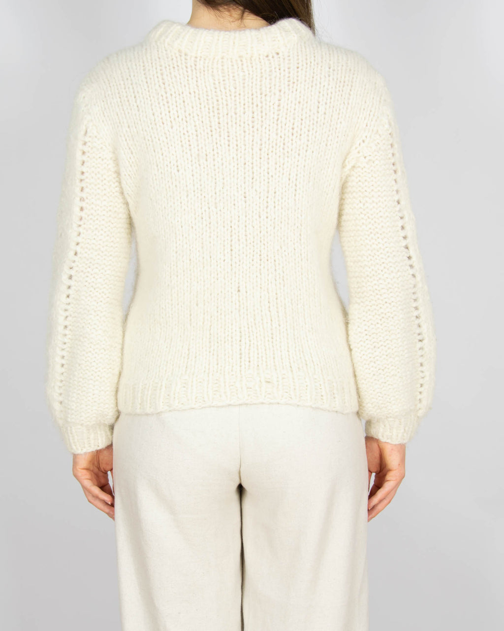 Śmietankowy wełniany (alpaka) sweter - S