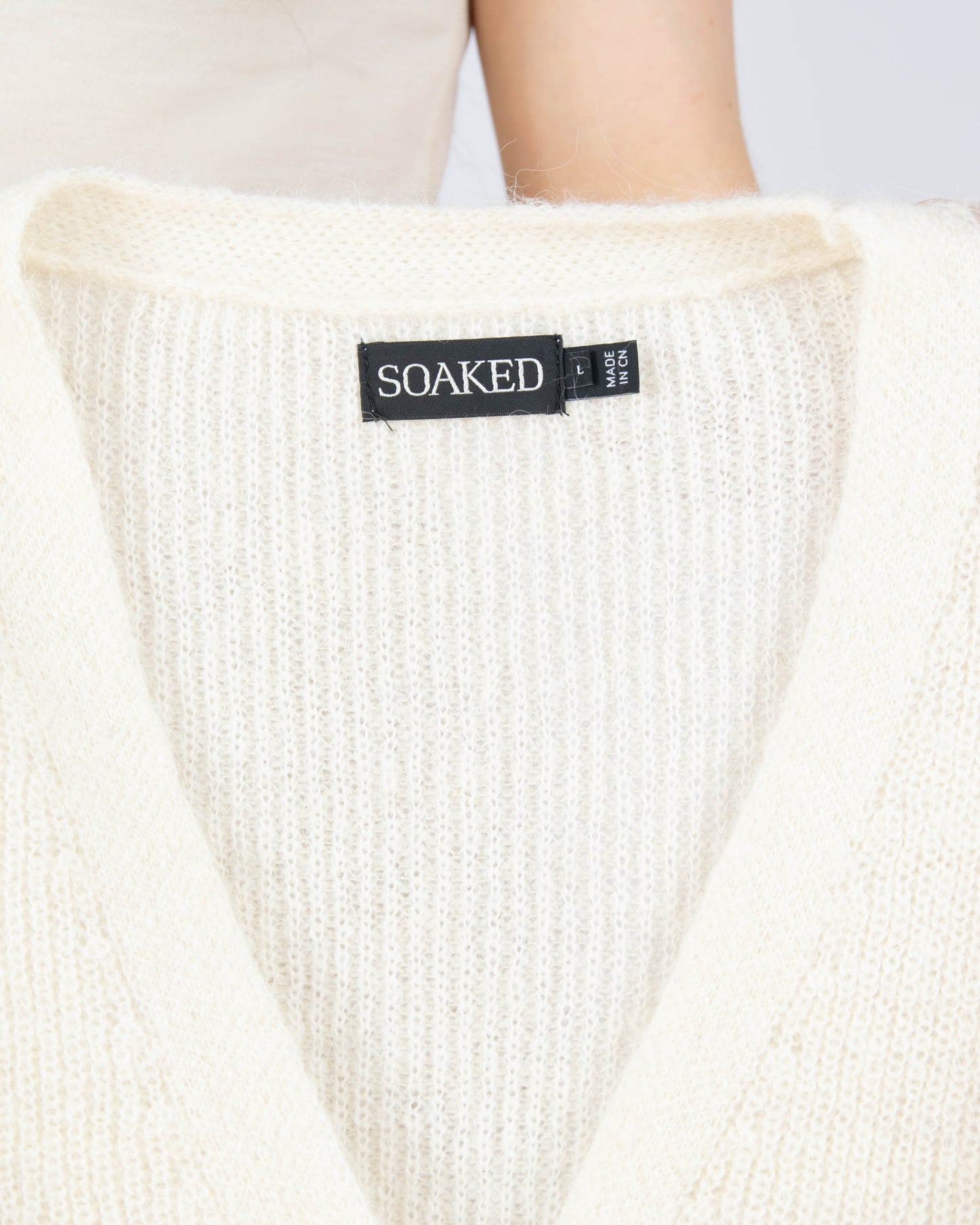 Śmietankowy (alpaka + wełna) kardigan SOAKED - L