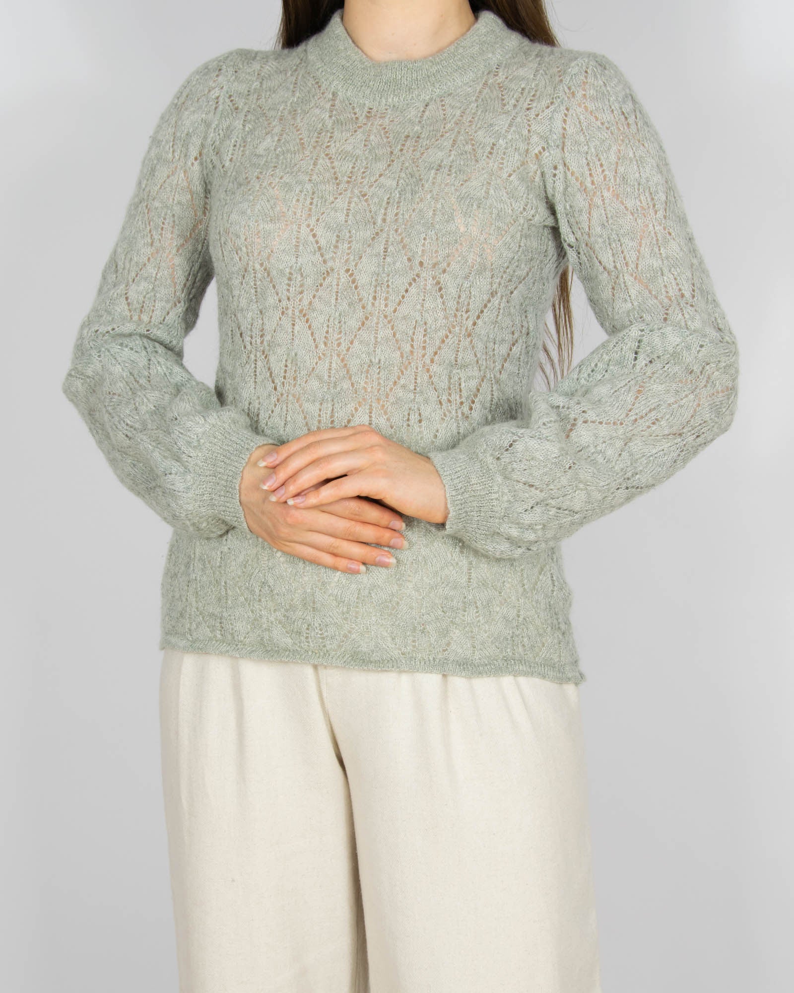 Szałwiowy (wełna + moher) sweter Urban Pioneers - S