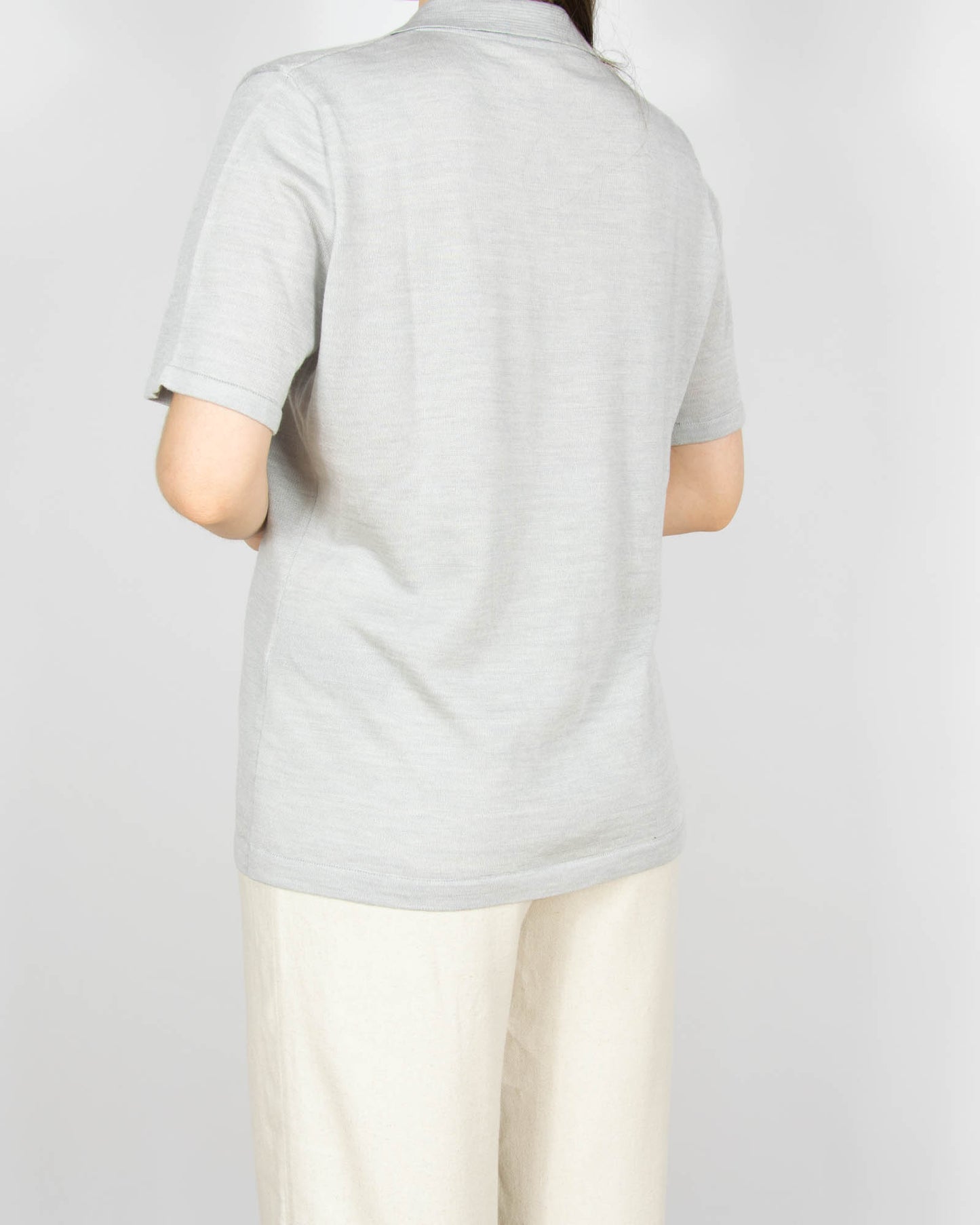 Jasnoszara (merino + lyocell) koszulka polo FALKE - L