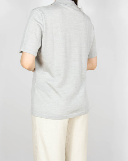 Jasnoszara (merino + lyocell) koszulka polo FALKE - L