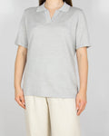 Jasnoszara (merino + lyocell) koszulka polo FALKE