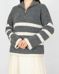 Szaro kremowy wełniany (merino) sweter w paski Selected Femme