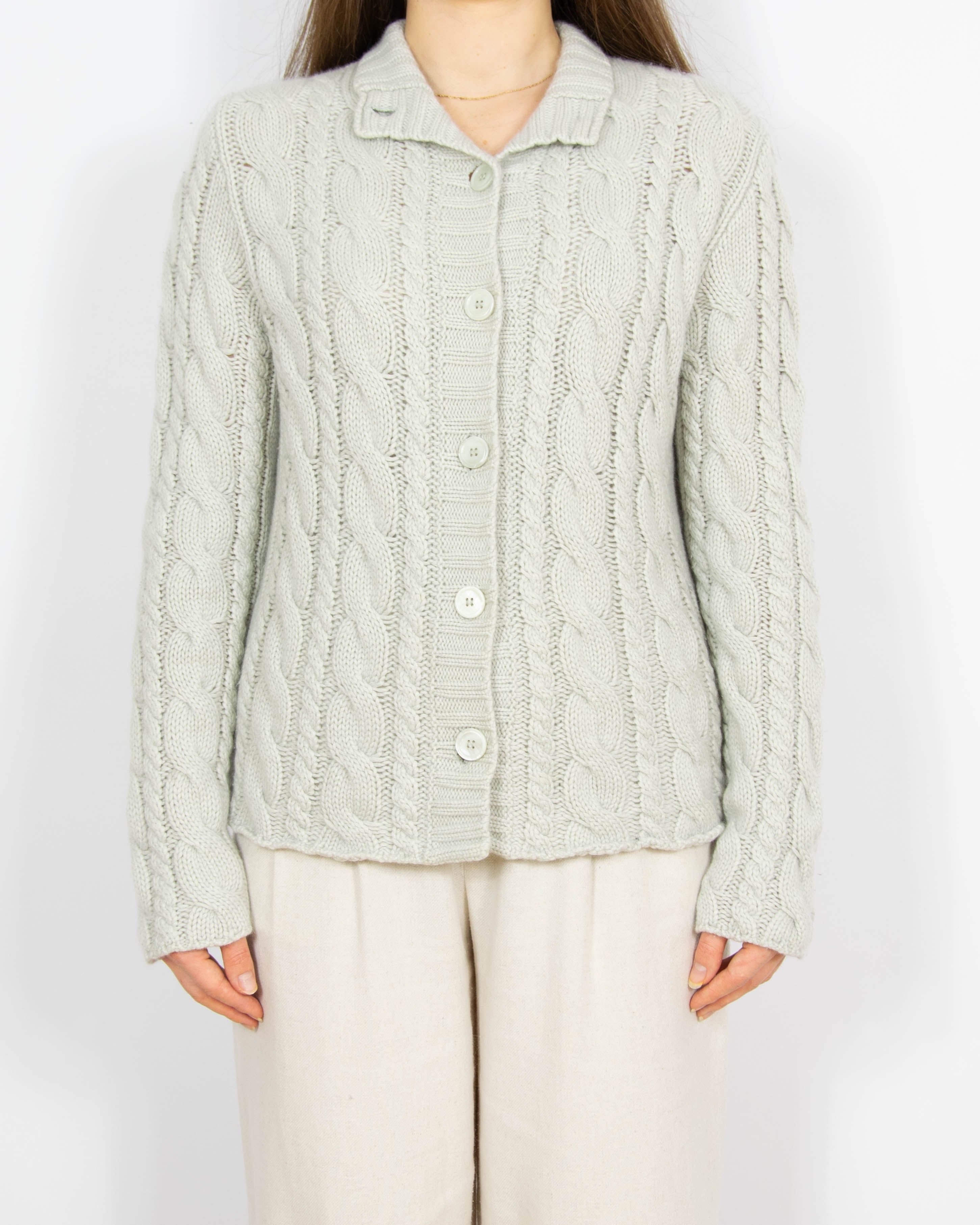 Szary gruby kaszmirowy karigan Gerts Oslo Cashmere