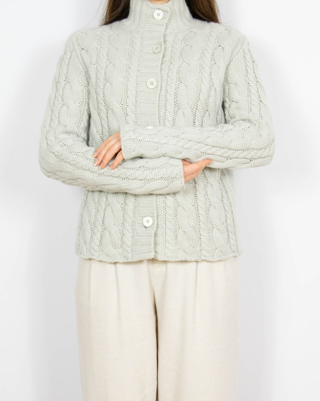 Szary gruby kaszmirowy karigan Gerts Oslo Cashmere - S