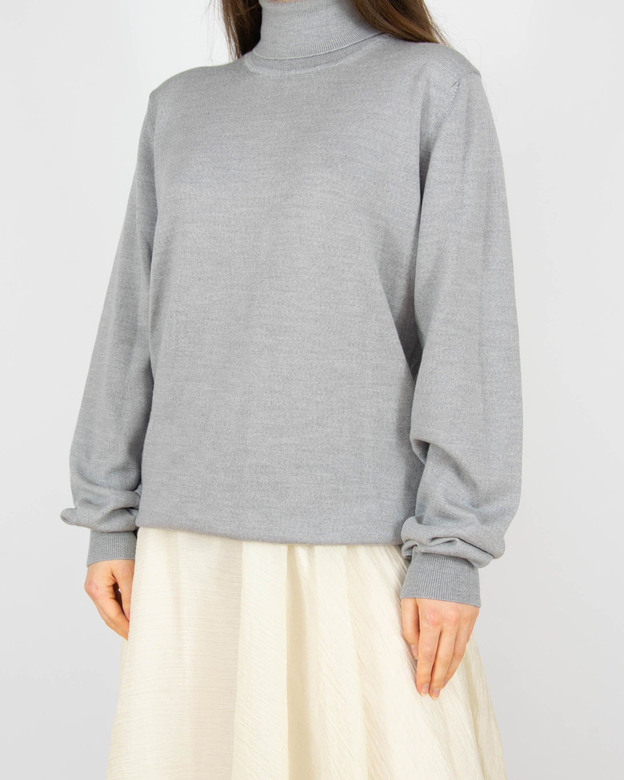 Szary wełniany (merino) sweter z golfem J.LINDEBERG