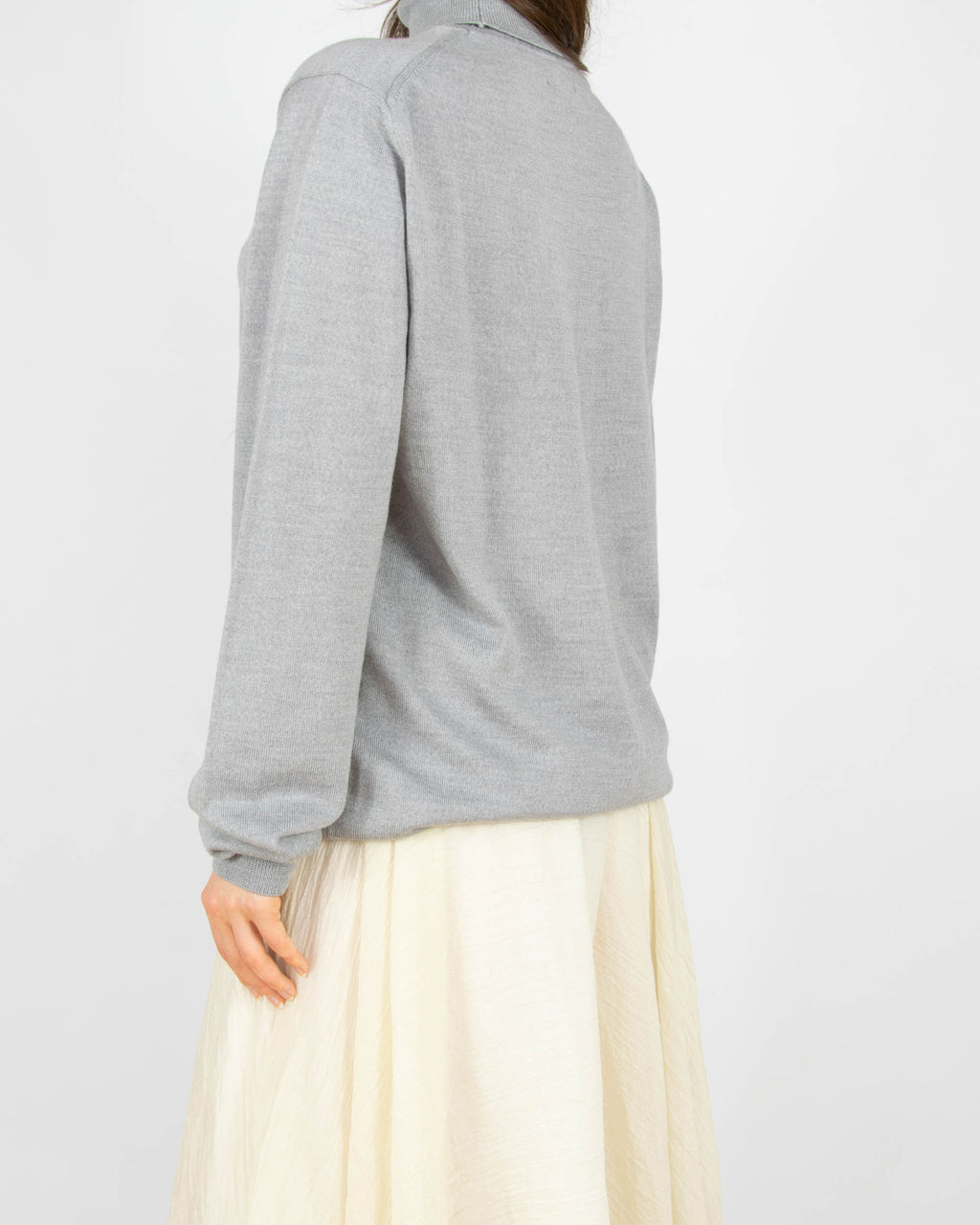 Szary wełniany (merino) sweter z golfem J.LINDEBERG - L