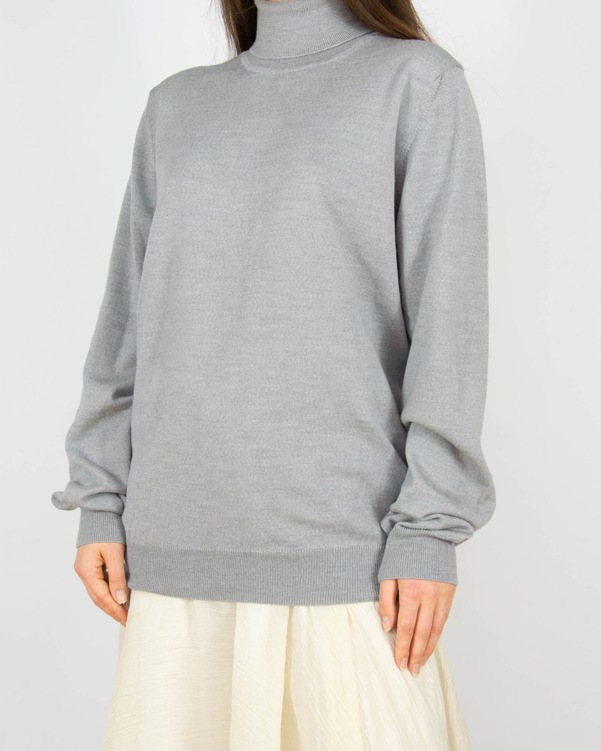 Szary wełniany (merino) sweter z golfem J.LINDEBERG - L
