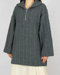 Szary wełniany warkoczowy sweter oversize H&M Premium