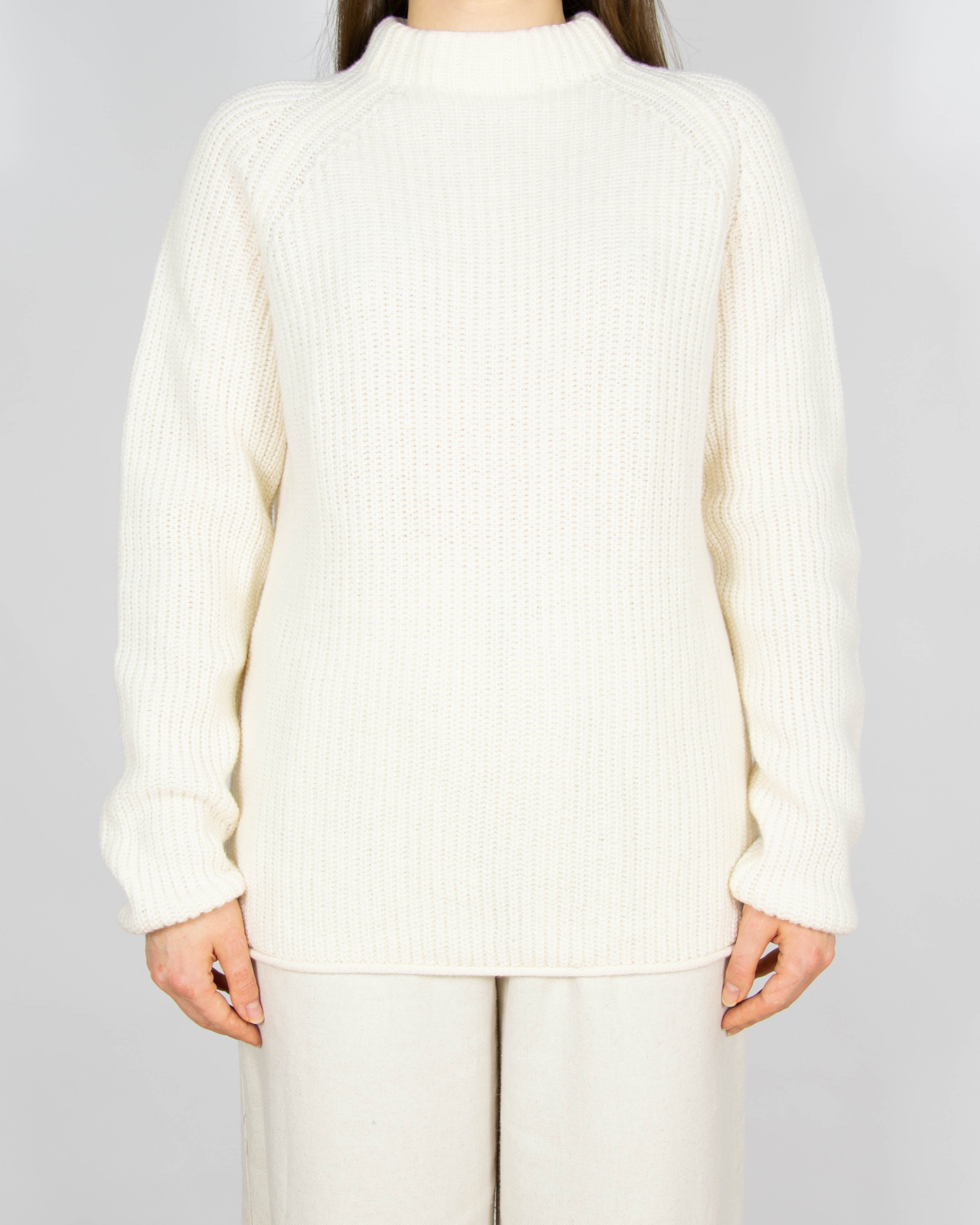 Śmietankowy wełniany (Merino Extra Fine) sweter MAERZ - M